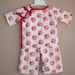 Christmas red toile kimono outfit for infant girl 3m, 6m, 9m, 12m, 18m, 24m, 2T
