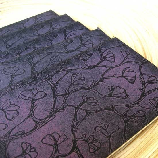 Etched Magnolias - Moleskine Cahier Journal Notebook - Gocco Printed - Lined