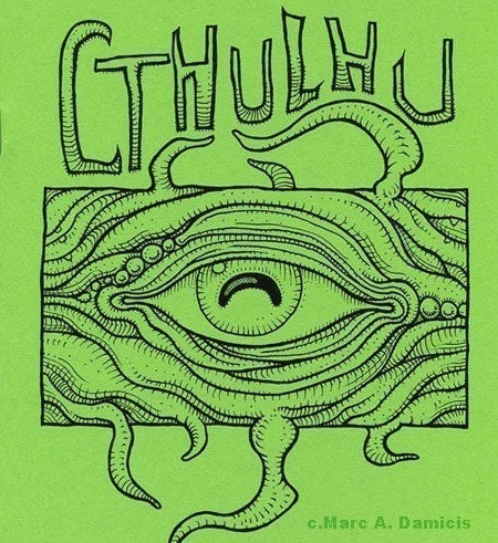 Cthulhu Coloring Book Special, Lovecraft monster art zine and button set